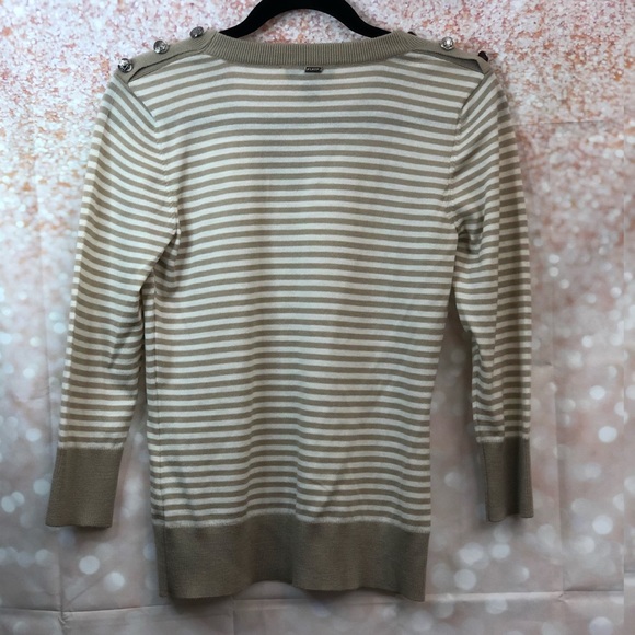 NWOT St. John | Striped V-Neck Wool Sweater - Picture 2 of 9